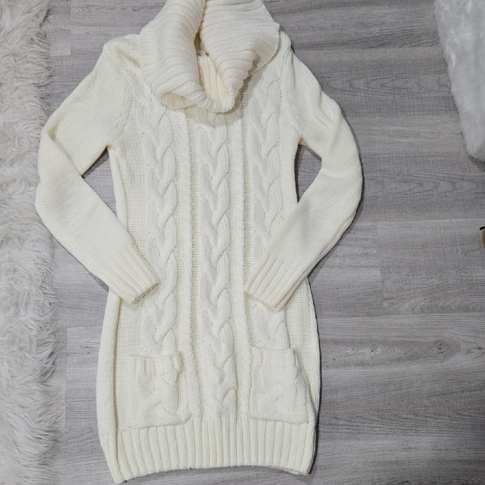 VENUS Cream Cable Knit Cowl Neck Sweater